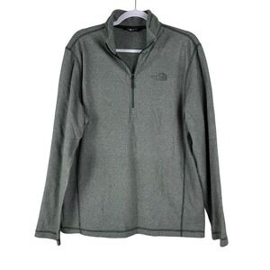 The North Face Mens Pullover 1/4 Zip Long Sleeve Green Gray Polyester Top Medium